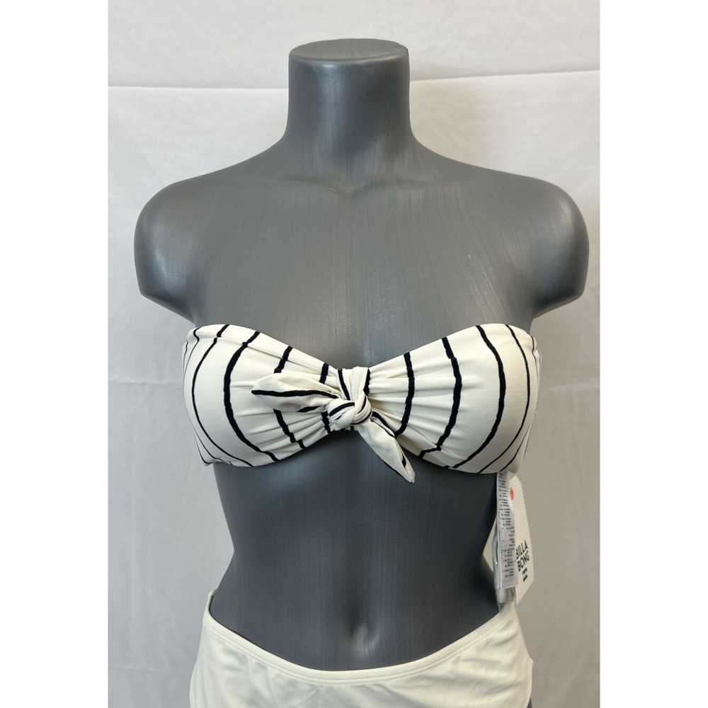 Billabong Bikini Top Medium Flora Beat Bandeau Navy & White Detachable Strap FS